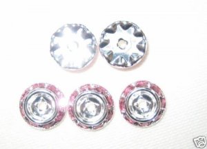 20 Swarovski Rondelle Buttom 8mm Silver/Rose Pink CM816