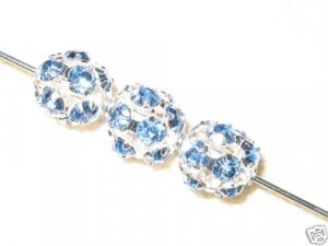 8 10mm Swarovski Rhinestone Ball Silver/Light Sapphire
