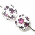 8 10mm Swarovski Rhinestone Balls Silver/Amethyst B1005