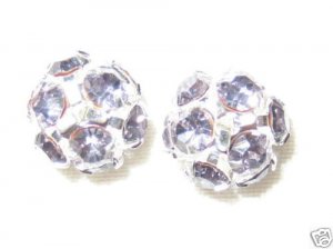 8 10mm Swarovski Rhinestone Balls Silver/Light Amethyst
