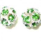 8 10mm Swarovski Rhinestone Balls Silver/Peridot  B1015
