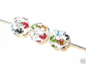 8 8mm Swarovski Rhinestone Balls Silver/Mix Color  B813