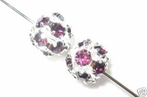 8 8mm Swarovski Rhinestone Balls Silver/Amethyst   B805