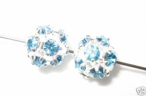 8 8mm Swarovski Rhinestone Ball Silver/Aquamarine  B806