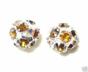 8 6mm Swarovski Rhinestone Balls Silver/Topaz  B621