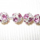 8 6mm Swarovski Rhinestone Balls Silver/Rose Pink B616