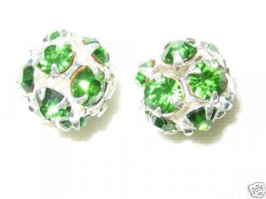 8 6mm Swarovski Rhinestone Balls Silver/Peridot  B615