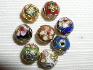 80 10mm Butterfly & Flower Mix Handmade Cloisonne Beads