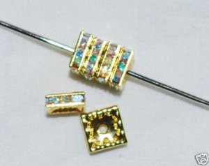 20 Swarovski Squaredelles 8x8mm Gold/Crystal AB