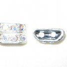 20 Rhinestone Spacer 12mm Silver/Crystal AB 2-Hole HE23