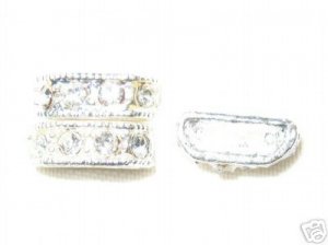 20 Rhinestone Spacers 12mm Silver/Crystal 2 Holes HE21