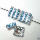 20 Swarovski Squaredelles 8x8mm Silver/Aquamarine
