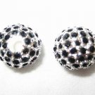 2 10mm Swarovski Rhinestone Ball Silver/Jet Black AS18