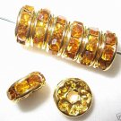 20 Swarovski Rhinestone Rondelles 8mm Gold / Topaz