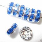 20 Swarovski Rhinestone Rondelles 8mm Silver/ Sapphire
