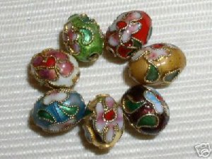 100 New 9x11mm Mix Handmade Oval Cloisonne Beads