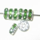 20 Swarovski Rhinestone Rondelles 4mm Silver/Peridot