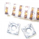 20 Swarovski Squaredelle Spacers 5x5mm Silver/Topaz