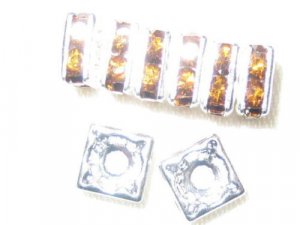 20 Swarovski Squaredelle Spacers 5x5mm Silver/Topaz