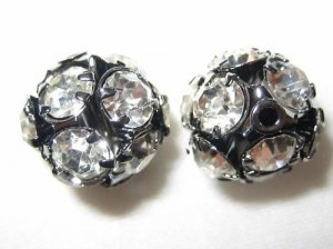 8 8mm Swarovski Rhinestone Ball Black / Crystal