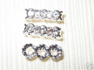 20 Swarovski Spacers 13mm Silver/Crystal - 3 Holes HE61