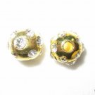 10 8mm Swarovski Rhinestone Ball Gold / Crystal T45