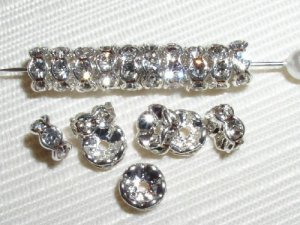 100 Swarovski Rondelle Spacer Beads 7mm Silver/Crystal