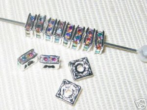 Sale! 20 Swarovski Squaredelles 5x5mm Silver/Crystal AB