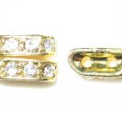 20 Rhinestone Spacers 12mm Gold/Crystal -2 Holes (HE22)
