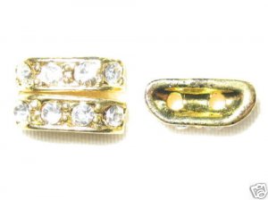 20 Rhinestone Spacers 12mm Gold/Crystal -2 Holes (HE22)