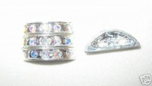 Sale! 25 Rhinestone Spacer 18mm Silver AB 2 Holes HE43