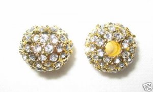 New! 2 12mm Swarovski Rhinestone Ball Gold/Crystal AS10