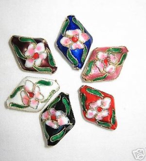 Sale! 60 14x20mm Handmade Diamond Mix Cloisonne Beads