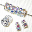 60 Swarovski Rondelle Spacer Beads 8mm Silvr/Crystal AB