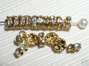 100 Swarovski Rondelle Spacer Beads 5mm Gold/Crystal
