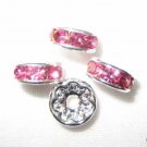 Sale! 20 Swarovski Rondelles 8mm Silver/Rose Pink