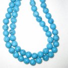 Two Strands 15''  4mm Turquoise Texture Beads