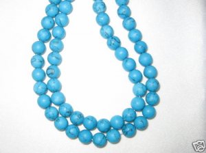 Two Strands 15''  4mm Turquoise Texture Beads
