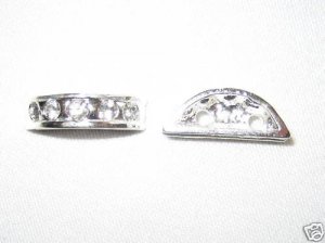 Sale! 25 Rhinestone Spacer 18mm Silver 2 Holes - HE41