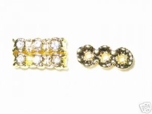 20 Swarovski Spacers 13mm Gold/Crystal - 3 Holes HE62