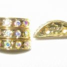 Sale! 25 Rhinestone Spacer 18mm Gold AB 2 Holes HE44