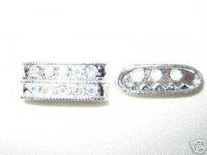 Sale! 20 Rhinestone Spacer 22mm Silver AB 3 Hole HE33