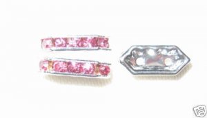 20 Swarovski Spacers Silver/Rose Pink 2 Holes -  NS216