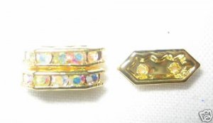 20 Swarovski Spacers Gold/Crystal AB 2 Holes -  NS204