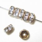 20 Swarovski Rondelles 8mm Antique Brass/Crystal