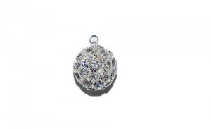 2 17mm Swarovski Ball Pendants Silver / Crystal -  T77