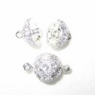 2 10mm Swarovski Ball Silver Necklace Clasps  K51