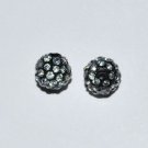 2 8mm Swarovski Pave Ball Beads Black / Clear Crystal -  AS25