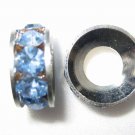 6 Swarovski Beads 12mm Silver/Light Sapphire -  D4