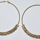 Rhinestone Hoop Gold Earrings Basketball Wives 3.5'' with 8mm Rondelles - E33